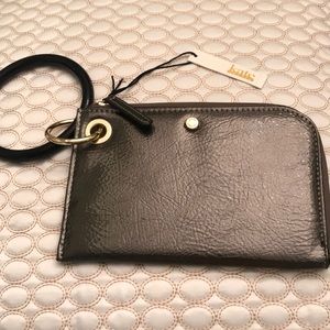 Kate Landry Metallic Silver/Gold Ring Clutch NWT